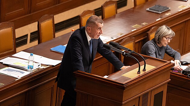 Pravideln� �stn� interpelace na �leny vl�dy. Na sn�mku premi�r Andrej Babi� (ANO). (12. b�ezna 2026)