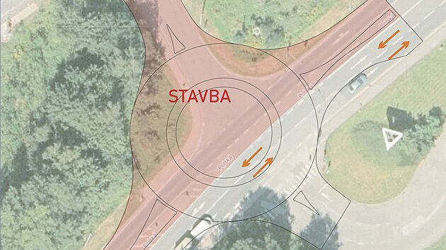 N�chod �ekaj� dopravn� omezen� na I/33 p�i stavb� okru�n� k�i�ovatky u Albertu. Prvn� etapa trv� od 16. b�ezna do 3. kv�tna 2026.