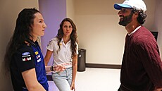 Bývalý pilot formule 1 Daniel Ricciardo b�hem akce Red Bull Racing na Michigan...