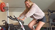 Americká ly�a�ka Lindsey Vonnová b�hem rehabilitace.