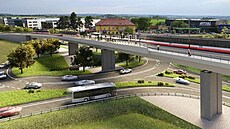 Vizualizace tramvajové trati Praha - Zdiby.