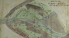 Na obrázku je historická situa�ní skica (mapový ná�rt) s n�meckým názvem...