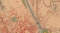 Tento historický plán zachycuje �ir�í centrum Moravské Ostravy na konci 19....