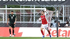 Ricardo Horta z Bragy slaví gól proti Ferencvárosi v osmifinále Evropské ligy.