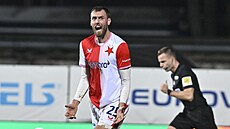 Slávistický úto�ník Tomá� Chorý b�hem utkání ve Zlín�.