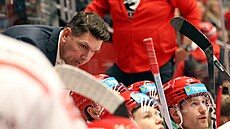 T�inecký trenér Boris �abka dává pokyny hrá��m.