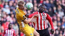 Brightonský Jan Paul van Hecke (vlevo) a Brian Brobbey ze Sunderlandu