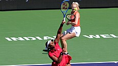 Kate�ina Siniaková s Taylor Townsendovou v deblovém finále turnaje v Indian...
