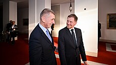 Premiér Andrej Babi� p�ivítal ve Strakov� akademii p�edsedu vlády Svobodného...