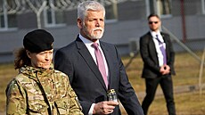 Prezident Petr Pavel nav�tívil �eské vojáky na základn� v Loty�sku. (11. b�ezna...