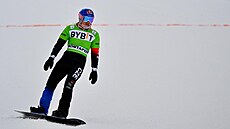 Eva Adamczyková v cíli vy�azovacích jízd na SP v Montafonu.