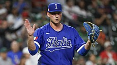 Italský baseballista Gabriele Quattrini b�hem utkání proti Mexiku na World...