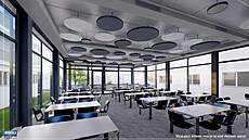 Vizualizace budoucí podoby p�ístavby jídelny u domova mláde�e Správy �kolských...