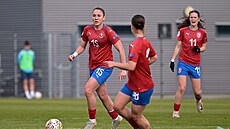 Eli�ka Nechutová, obránkyn� Slovácka, rozjí�dí úto�nou akci �eských fotbalistek...