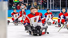 Zklamaní �e�tí parahokejisté po proh�e v zápase o bronz proti �ín�.