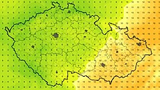 V ned�li se �eská republika rozd�lí na chladn�j�í a teplej�í �ást.