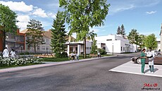 Vizualizace podoby nové p�ístavby chirurgie v pavilonu D ve vnitrobloku areálu...