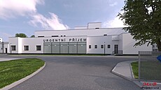Vizualizace podoby nové p�ístavby chirurgie v pavilonu D ve vnitrobloku areálu...