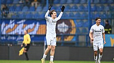 Liberecký úto�ník Daniel Rus se raduje z gólu do sít� Teplic.