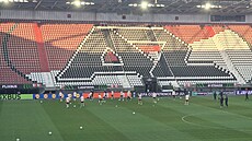 Trénink fotbalist� Sparty p�ed osmifinále Konferen�ní ligy s Alkmaarem.