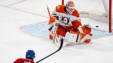 Luká� Dostál z Anaheim Ducks inkasuje v zápase s Montreal Canadiens, pálí Nick...