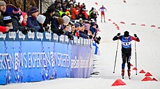 �eský b�ec na ly�ích Ji�í Tu� b�hem sprintu SP v Drammenu.