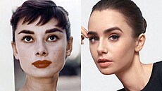 Audrey Hepburnová a Lily Collinsová