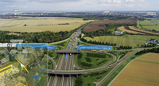 Začne miliardová přestavba křižovatky, která propojí letiště s D7 a dalšími směry