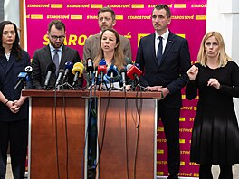 Tisková konference poslaneckého klubu Starost�. Na snímku hovo�í Michaela...