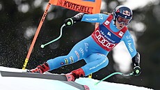 Sofia Goggiaová na trati super-G v Kvitfjelu.