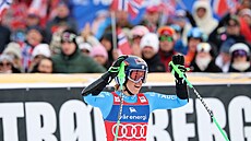 Sofia Goggiaová na trati super-G v Kvitfjelu.
