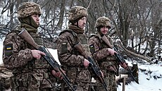 Ukrajin�tí vojáci z praporu Alcatraz slo�eného z n�kdej�ích v�z�� se ú�astní...