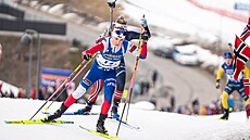 Tereza Voborníková na trati závodu s hromadným startem v Oslu