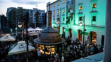 Zelené pivo na terase Pivovarské restaurace Starobrno v Brn�