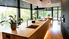 Kuchy� s velkým ostr�vkem je vybavená v�emi pot�ebnými spot�ebi�i.