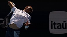Ji�í Lehe�ka podává ve �tvrtém kole na Miami Open.