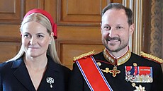 Norská korunní princezna Mette-Marit a korunní princ Haakon v Oslu (24. b�ezna...