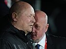 Trenér fotbalové reprezentace Miroslav Koubek a Adolf �ádek p�ed za�átkem...
