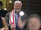 Prezident Petr Pavel p�ed za�átkem bará�ového utkání s Dánskem.