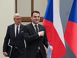 Ministr zahrani�ních v�cí Petr Macinka po jednání vlády. (30. b�ezna 2026)