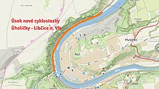 Úsek nové cyklostezky Úholi�ky - Lib�ice nad Vltavou (mapka)