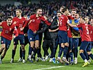 Euforie �eských fotbalist� po postupu na mistrovství sv�ta.