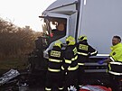 Nehoda dvou nákladních automobil� v ulici Kbelská. (2. dubna 2026)