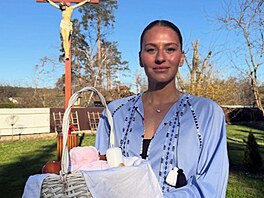 Ukrajinská tenistka Marta Kos�uková oslavila Velikonoce tradi�ním zp�sobem.