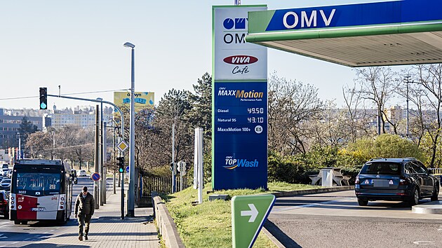 Ceny pohonn�ch hmot na �erpac� stanici OMV v Praze. (8.dubna 2026)