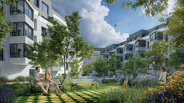 Vizualizace nov� budovan�ho komplexu Veve�� ve stejnojmenn� brn�nsk� ulici