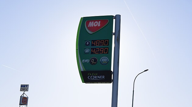 Ceny pohonn�ch hmot na �erpac� stanici  MOL D1 na Brno. (8.dubna 2026)