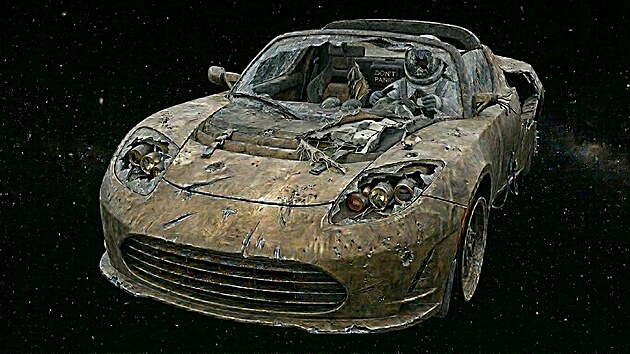 Z Tesly Roadster je nyn� sp�e ji� jen vesm�rn� vrak. Pravd�podobn� jej zas�hlo nespo�et mikrometeorit�, a nejsp� vypad� n�jak tak, jak n�m to pomohla vygenerovat um�l� inteligence.