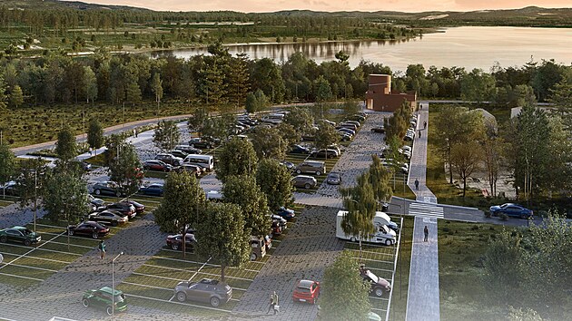 V b�val� t�ebn� oblasti vznikne atraktivn� multifunk�n� stezka pro p��, cyklisty i brusla�e. Nab�dne interaktivn� zast�vky s vyhl�dkou na jezero, informa�n� centrum a parkovi�t� ze strany od Habartova a od Svatavy.