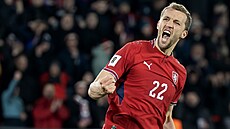 Tomá� Sou�ek slaví prom�n�nou penaltu.